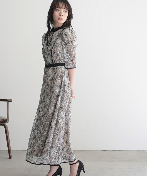 「Jolie et Jolie」 半袖ワンピース LL ブラック レディース_画像3