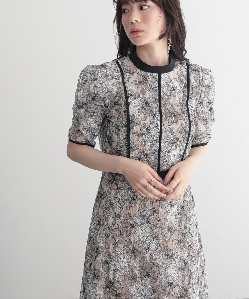 「Jolie et Jolie」 半袖ワンピース LL ブラック レディース_画像6