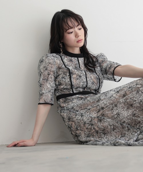 「Jolie et Jolie」 半袖ワンピース LL ブラック レディース_画像7