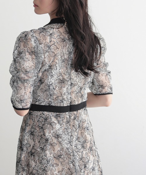 「Jolie et Jolie」 半袖ワンピース LL ブラック レディース_画像8