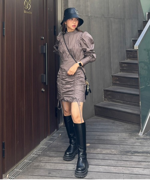「rienda」 長袖ワンピース MEDIUM レッド レディース_画像4