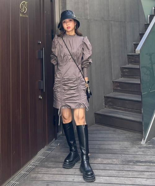 「rienda」 長袖ワンピース MEDIUM レッド レディース_画像7