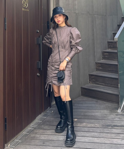 「rienda」 長袖ワンピース MEDIUM レッド レディース_画像9