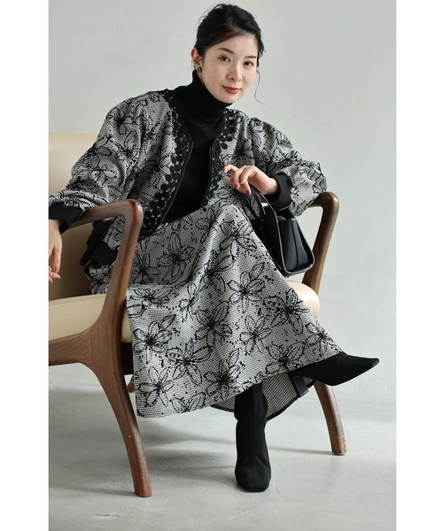 cawaii ロング スカート フロッキーの黒花画ロングスカート : ZOZOTOWN