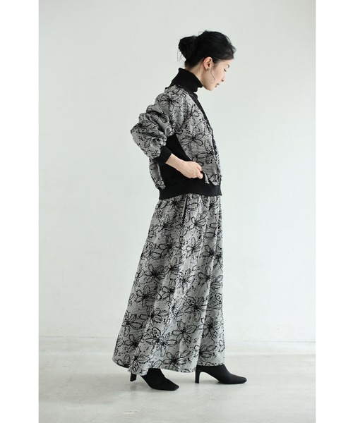 cawaii ロング スカート フロッキーの黒花画ロングスカート : ZOZOTOWN