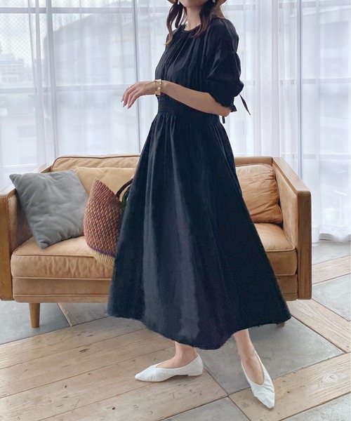 ファッション 色移り有り ワンピース 2wayシャーリングパフスリーブワンピース Zyju3p00pk Www Boulevardrestaurants Com