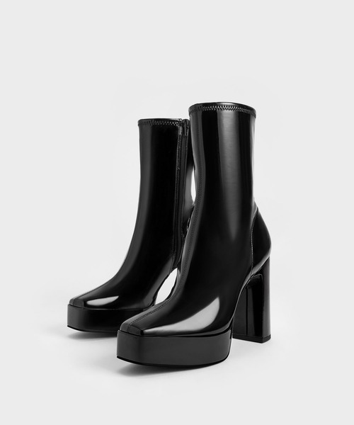 Chloe ヒール アンクルブーツ ブラック【注目商品】★ キャップトゥ ヒール アンクルブーツ: レディース ブーティ