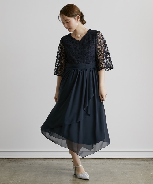 Jolie et ドレス レース使いイレギュラーヘムワンピースドレス「大きい
