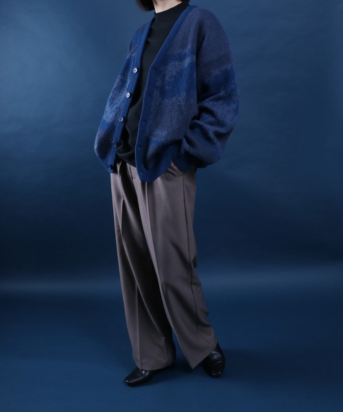 ANPAS カーディガン Total Pattern Shaggy Knit Cardigan/総柄