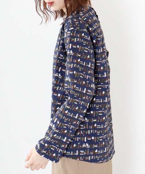 ブラウス シャツ EMAGO 夏の海水彩総柄シャツ レディース Emago ブラウス シャツ EMAGO 夏の海水彩総柄シャツ レディース