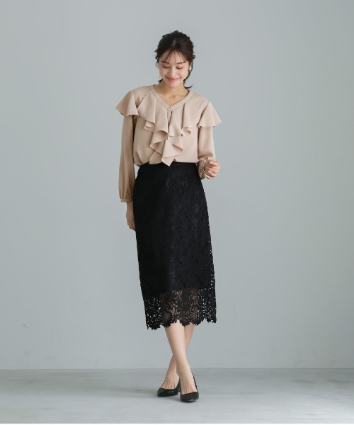 新品SACRA 黒レースタイトロングスカート36 SACRA｜SALE30%OFF SACRA サクラ CHANTILLY LACE SKIRT シャンティ