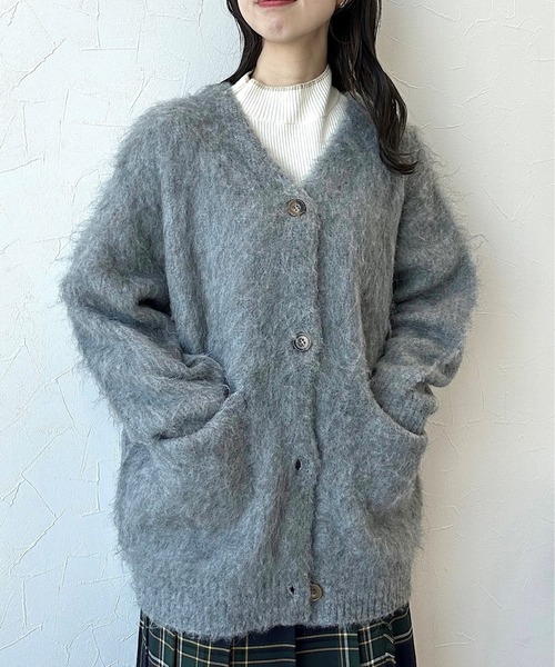 niko and ...misayoさんバックロゴカーディガン　グレー　Lサイズ ニコアンド[be with M]Misayoロゴシアーカーディガングレー新品