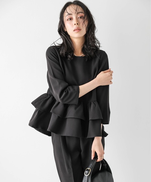 Lajour セットアップ 日本製ティアードフリルセットアップ レディース