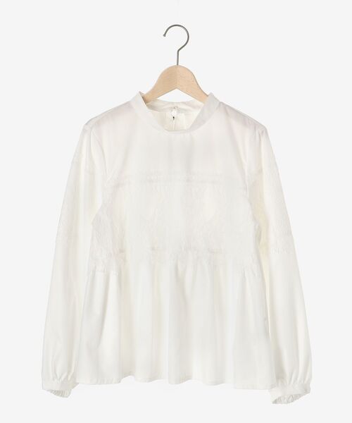 le.coeur blanc ブラウス シャツ レースキリカエスタンドネック