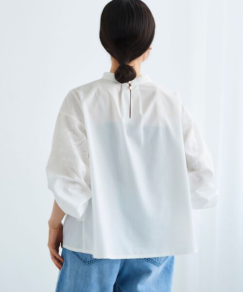 ブラウス シャツ レースキリカエスタンドネックブラウス レディース le.coeur blanc ブラウス シャツ レースキリカエスタンドネック