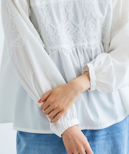 ブラウス シャツ レースキリカエスタンドネックブラウス レディース le.coeur blanc ブラウス シャツ レースキリカエスタンドネック