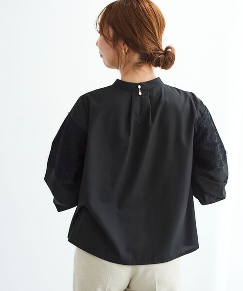 ブラウス シャツ レースキリカエスタンドネックブラウス レディース le.coeur blanc ブラウス シャツ レースキリカエスタンドネック