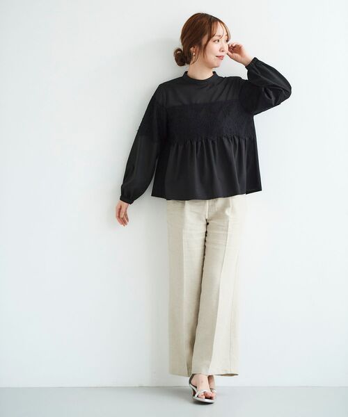 ブラウス シャツ レースキリカエスタンドネックブラウス レディース le.coeur blanc ブラウス シャツ レースキリカエスタンドネック