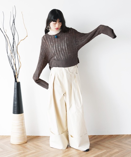 ニット セーター クロップドクロシェニットプルオーバー レディース 楽天市場】【全品2BUY15%OFFクーポン】【SUMMER FAIR】M/Lサイズ