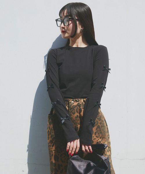 tシャツ 「Narcissus」リボンロングＴ レディース Narcissus tシャツ 「Narcissus」リボンロングTシャツ