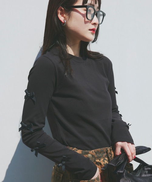 tシャツ 「Narcissus」リボンロングＴ レディース Narcissus tシャツ 「Narcissus」リボンロングTシャツ