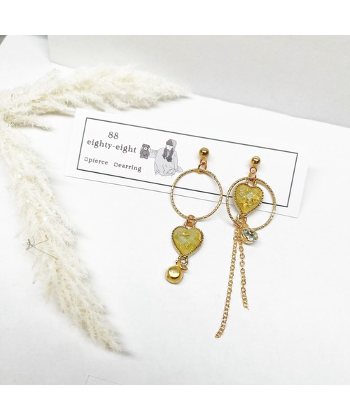 ピアス 「88eighty-eight」グリーンハートゴールドピアス「import」(MA 
