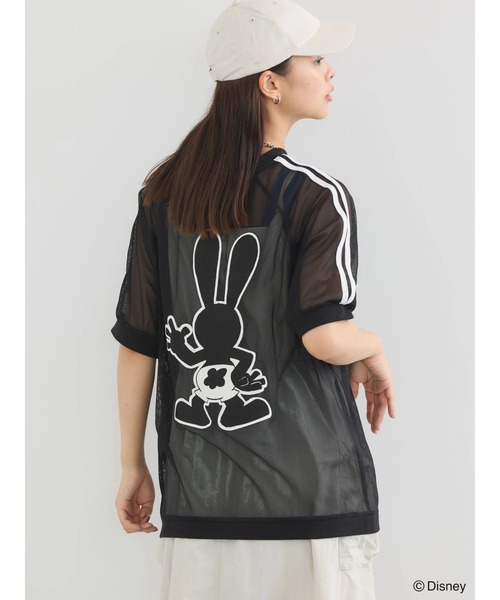tシャツ ラッセルメッシュ プルオーバー レディース Disney tシャツ オズワルド/メッシュラインプルオーバー