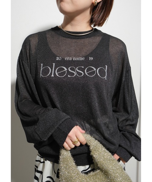 ニット セーター シアーロゴニットTOPS レディース