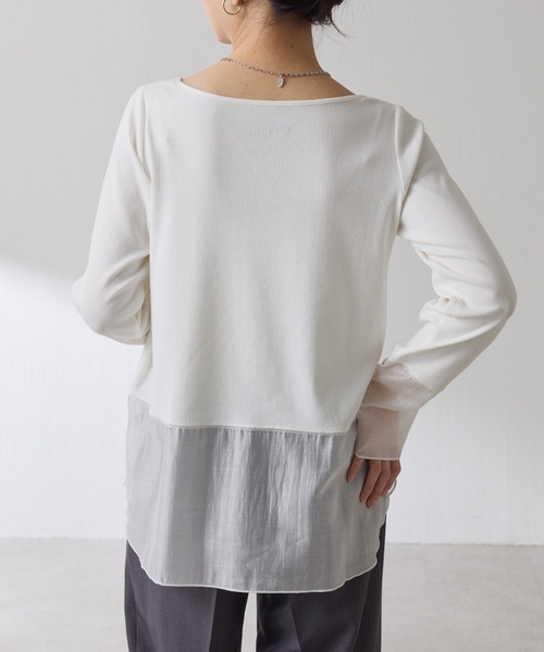 タグ有　C'NOTE　裾シアーロンT ホワイト　レイヤードに最適！ 長袖Tシャツ COLLAGE GALLARDAGALANTE（コラージュ ガリャルダガランテ） tシャツ C