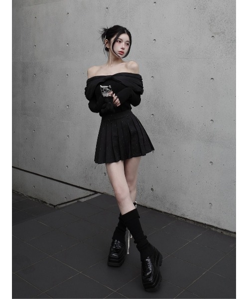 Darich ニット セーター オフショルリボンニットトップス