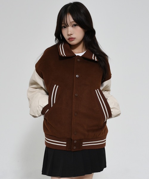 OY（オーワイ） コート アウター ZIGZAG EMBROIDERY VARSITY JACKET
