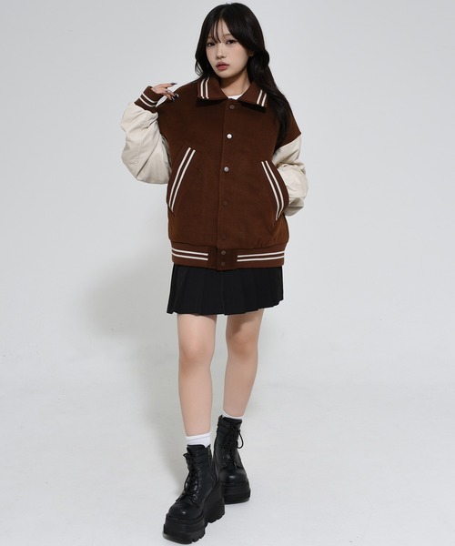 OY（オーワイ） コート アウター ZIGZAG EMBROIDERY VARSITY JACKET