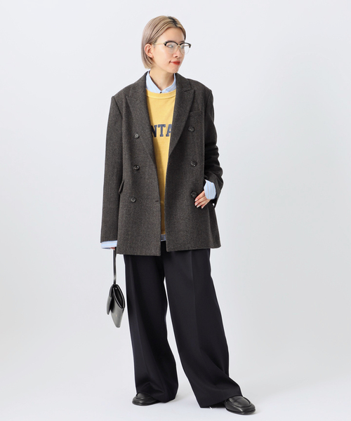 AP STUDIO パンツ スラックス ウールサテンタックパンツ レディース 
