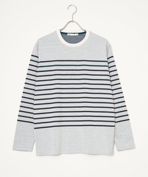 ikka（イッカ） tシャツ ダブルジャカードボーダーロンT メンズ