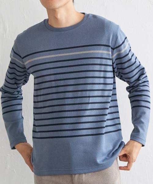 ikka（イッカ） tシャツ ダブルジャカードボーダーロンT メンズ