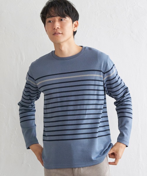 ikka（イッカ） tシャツ ダブルジャカードボーダーロンT メンズ