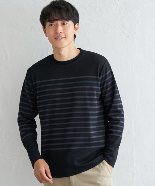 ikka（イッカ） tシャツ ダブルジャカードボーダーロンT メンズ