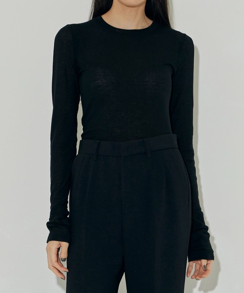 tシャツ 「CINOH/チノ」「STUDIOUS別注」TENCEL CASHMERE LONG SLEEVE KNIT/長袖ニット レディース