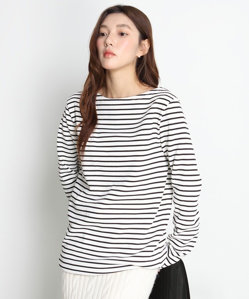 tシャツ 「選べる2タイプ」ボートネックロングTシャツ レディース