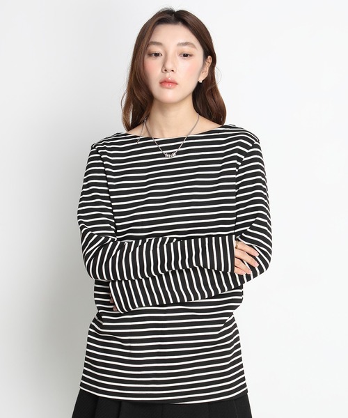 tシャツ 「選べる2タイプ」ボートネックロングTシャツ レディース