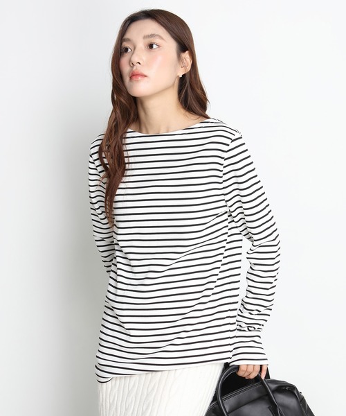 tシャツ 「選べる2タイプ」ボートネックロングTシャツ レディース