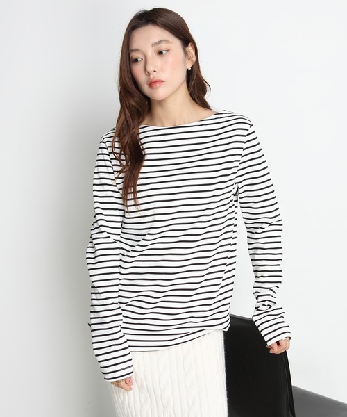tシャツ 「選べる2タイプ」ボートネックロングTシャツ レディース
