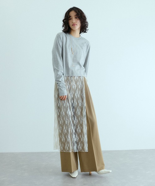 【高額売筋】 ADAM ET ROPE' tシャツ レースコンビロンT レディース トップス