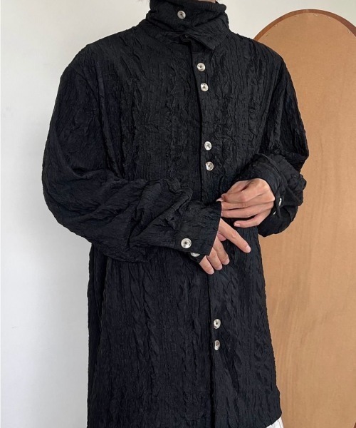 荒川出品 FreeZone シャツ 2wayブラウス ハイネック開襟ブラウス感スタンド