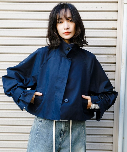 KBF コート アウター BACKフレアショートジャケット レディース