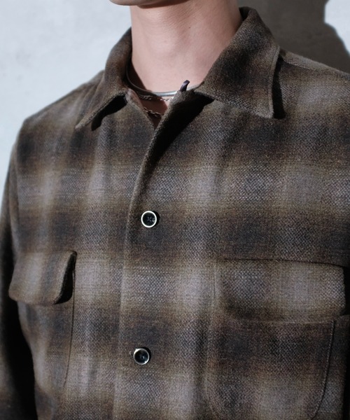 TOWNCRAFT（タウンクラフト） シャツ WOOL CHECK LOOP COLLAR SHIRTS