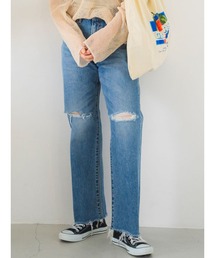 ジーンズ デニム デニムパンツ カットオフダメージストレートデニム レディース｜ZOZOTOWN Yahoo!店