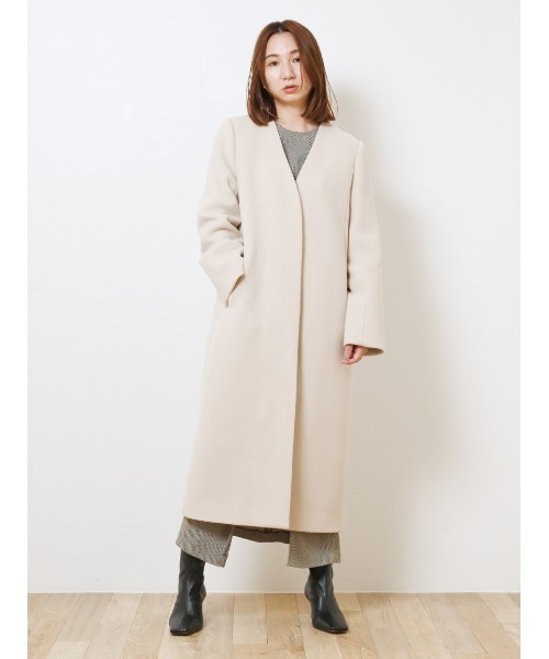 FRAY I.D（フレイ・アイディー） ノーカラーコート 1 モカ レディース