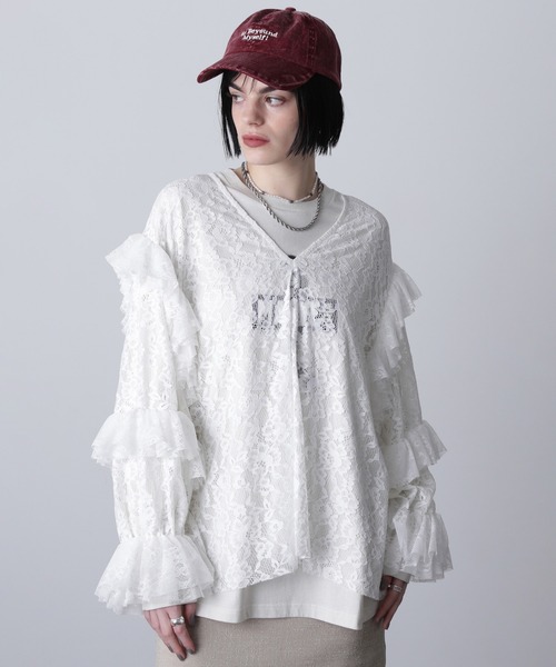 tシャツ (CREOLME)レースフリルプルオーバー レディース