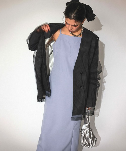andresd stripe layered tulle jacket グレー（boxy layered